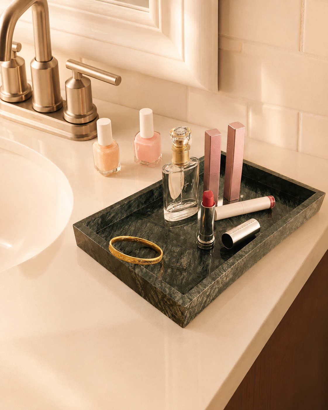 Plateau Signature en Marbre Vert